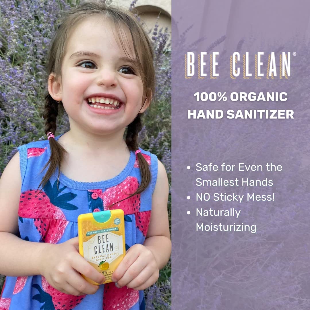 Bee Clean Organic Beeswax Hand Sanitizer Pocket Spray (2 Lavender Oil and 2 Citrus & Peppermint- Combo)