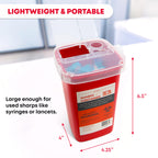 Ever Ready First Aid Sharps Container with Split Lid Design and Locking Mechanism for Sharp Waste Disposal, 1 Quart - 24 Count