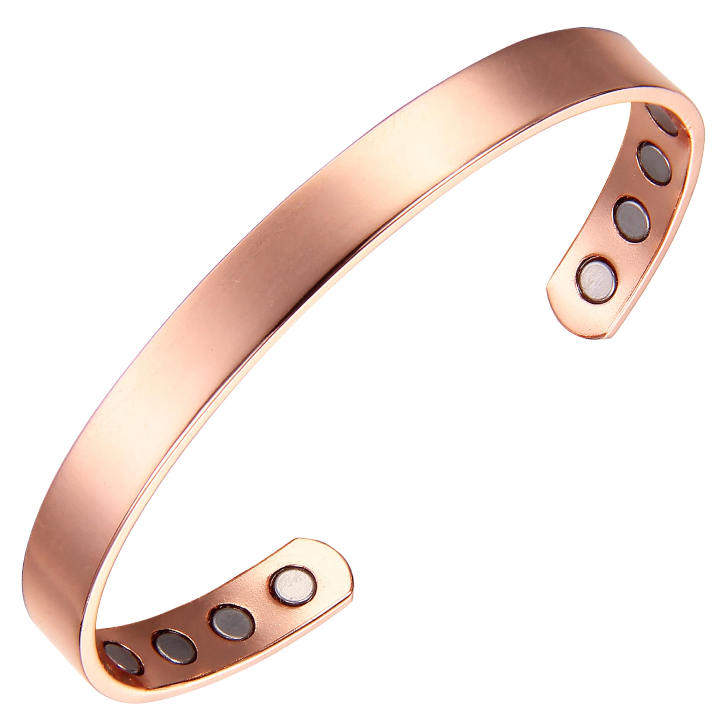 Earth Therapy - The Original 100% Pure Copper Minimalist Shiny Bracelet with Ultra Strength Magnets - 3 Cuff Value Set - Unisex