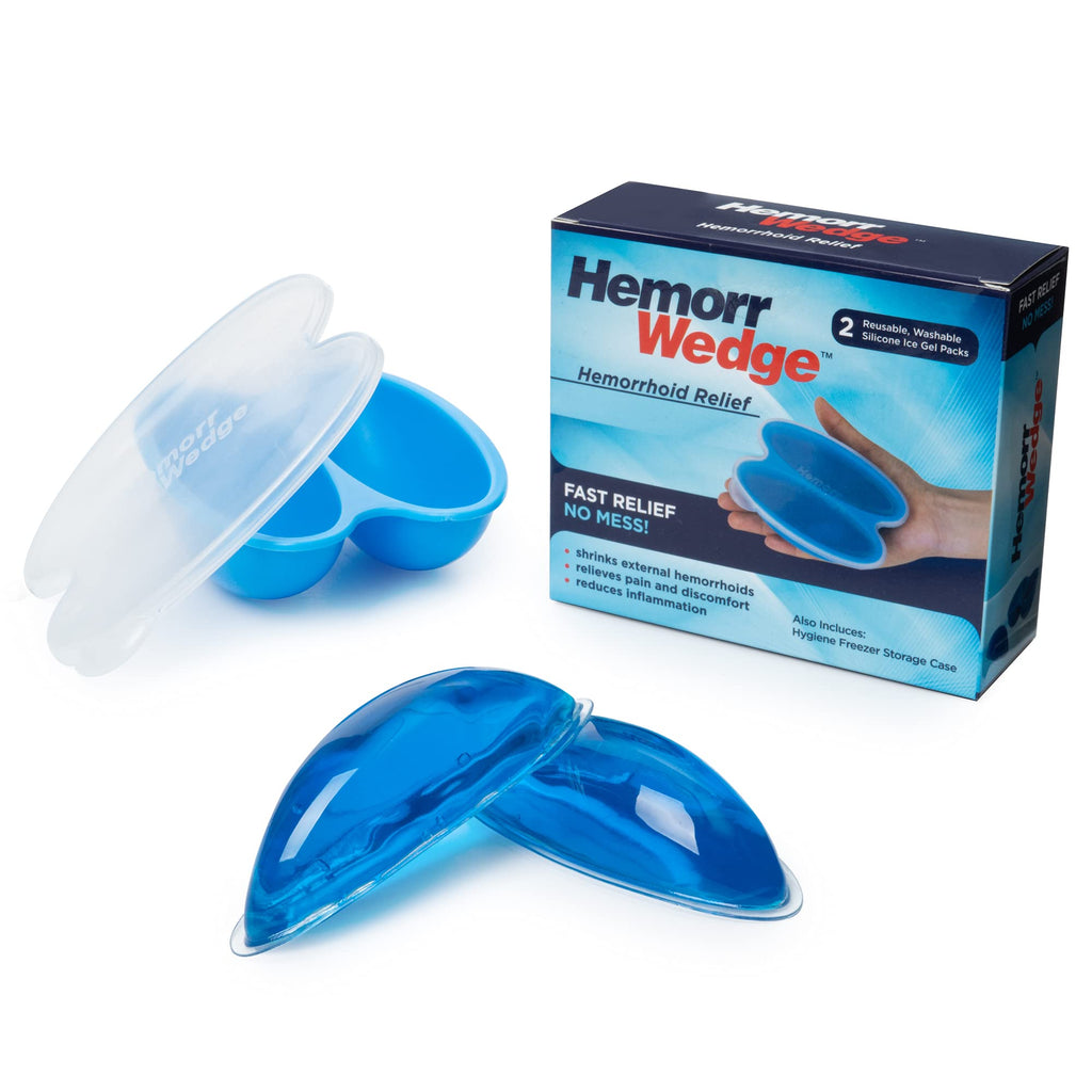 Hemorrwedge Hemorrhoid Ice Pack for Relief & Cooling Support - Twin Gel Pack with Hygienic Case - Reusable Cold Therapy for Hemo