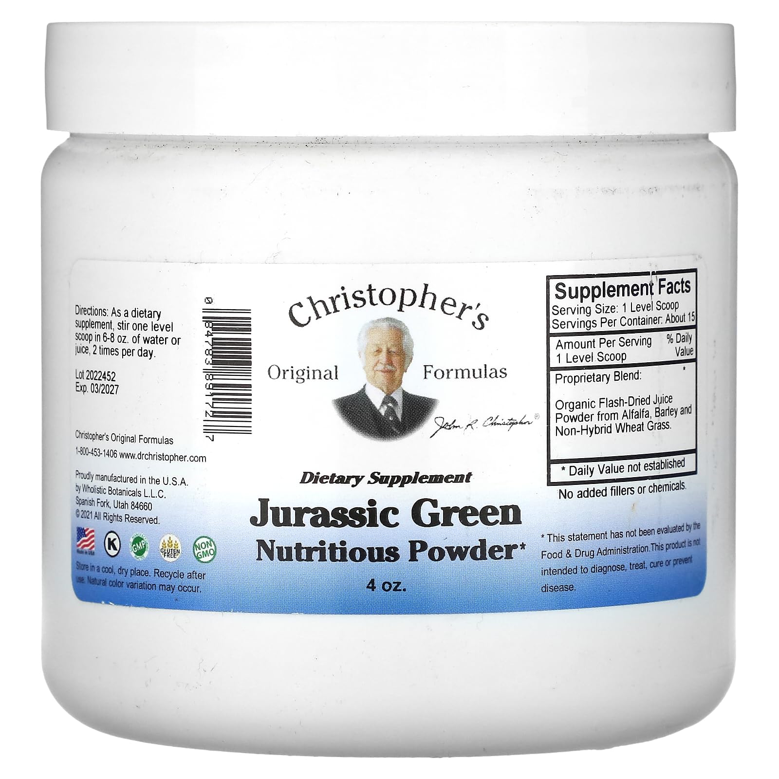 Dr. CHRISTOPHER S, Nourish Jurassic Green Powder - 4 oz