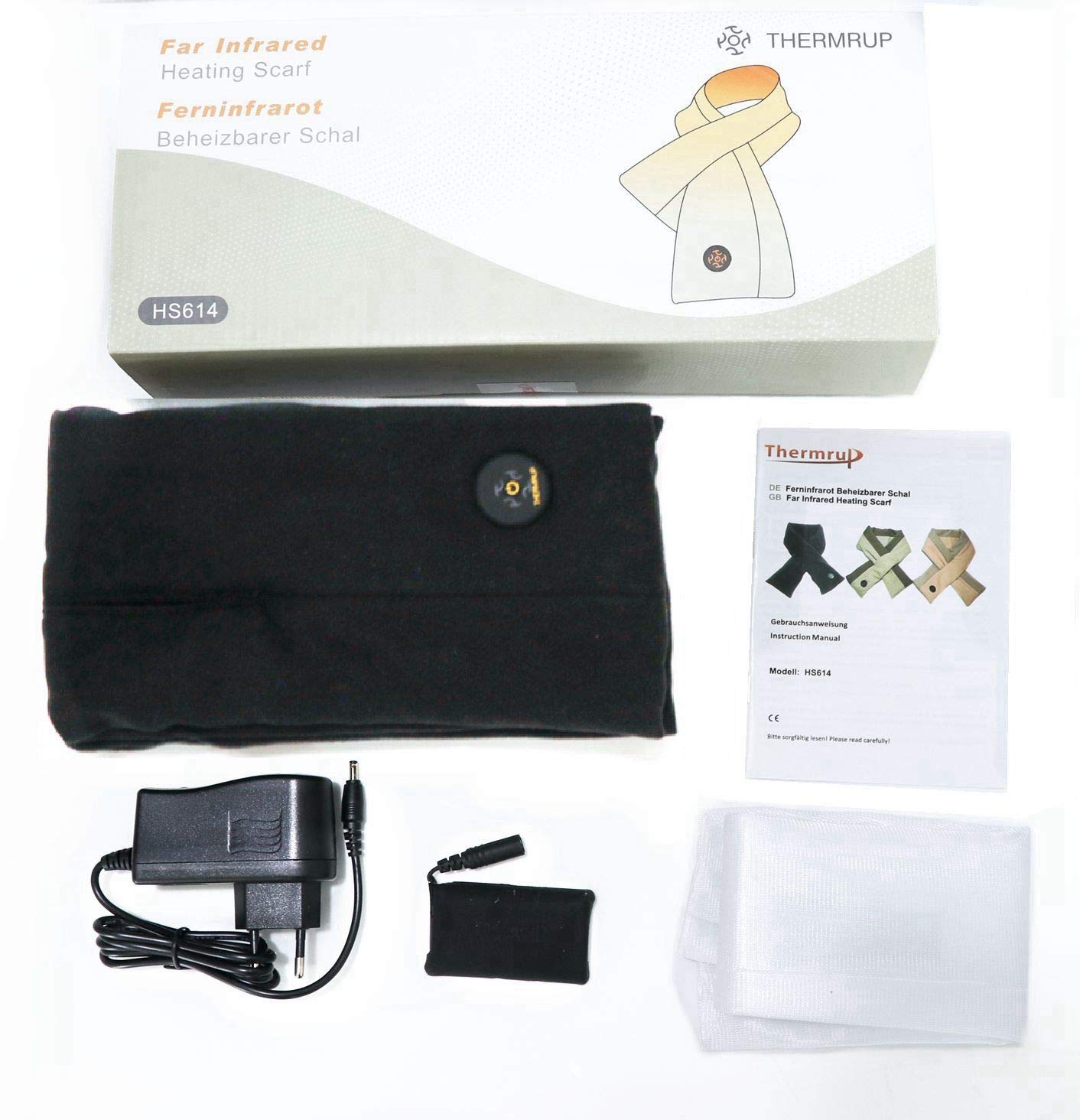 Thermrup Far Infrared Heated Scarf with 3-stage temperature setting, black