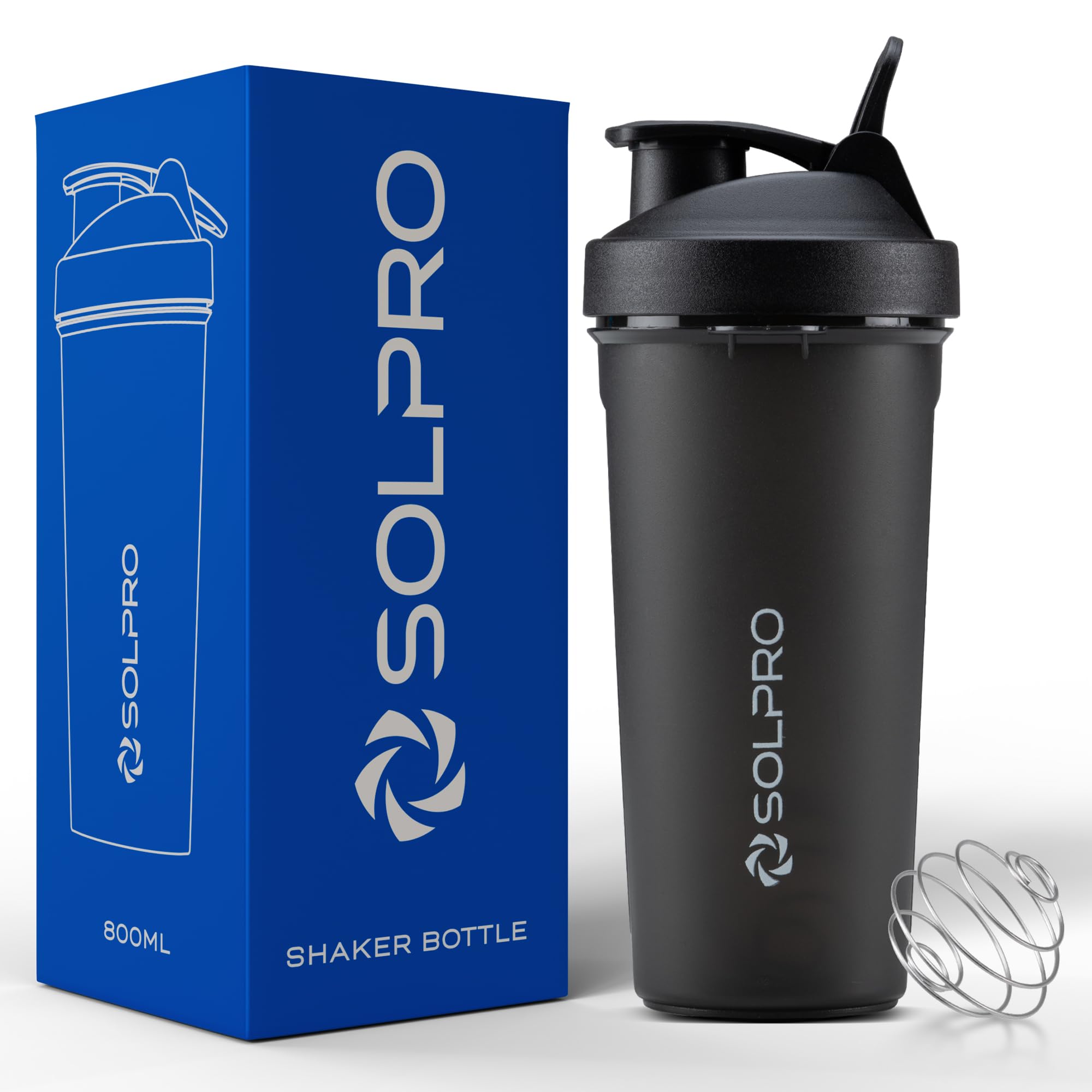 Solpro Blaze Shaker Bottle | 800Ml | LeakProof And MessFree | NonSlip Grip | Ideal For Protein Shakes, Smoothies, Pre Workout