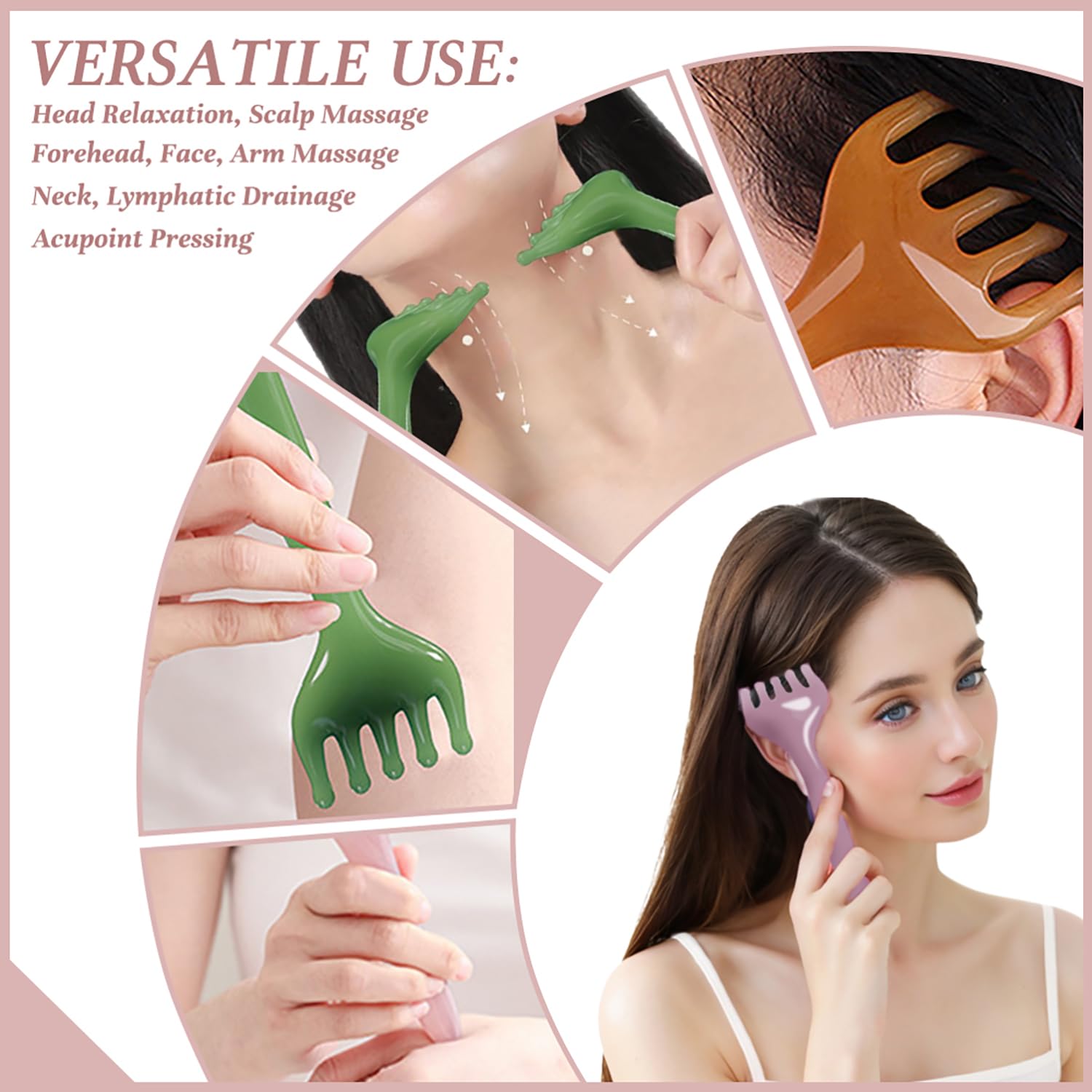 Scalp Massager Head Spa Tools Scalp Massage Tools Relax Comb Resin - Manual Gua Sha Comb for Hair Head Massage Kit - Set of 2