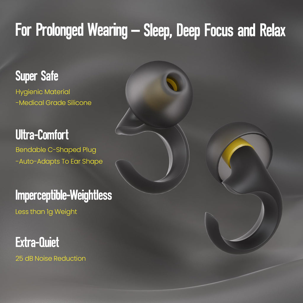 Ear Plugs, Medical Grade Silicone Ear Plugs for Sleeping, 25dB Ear Plugs for Noise Cancelling, 1g Extra-light Weight Earplugs, A
