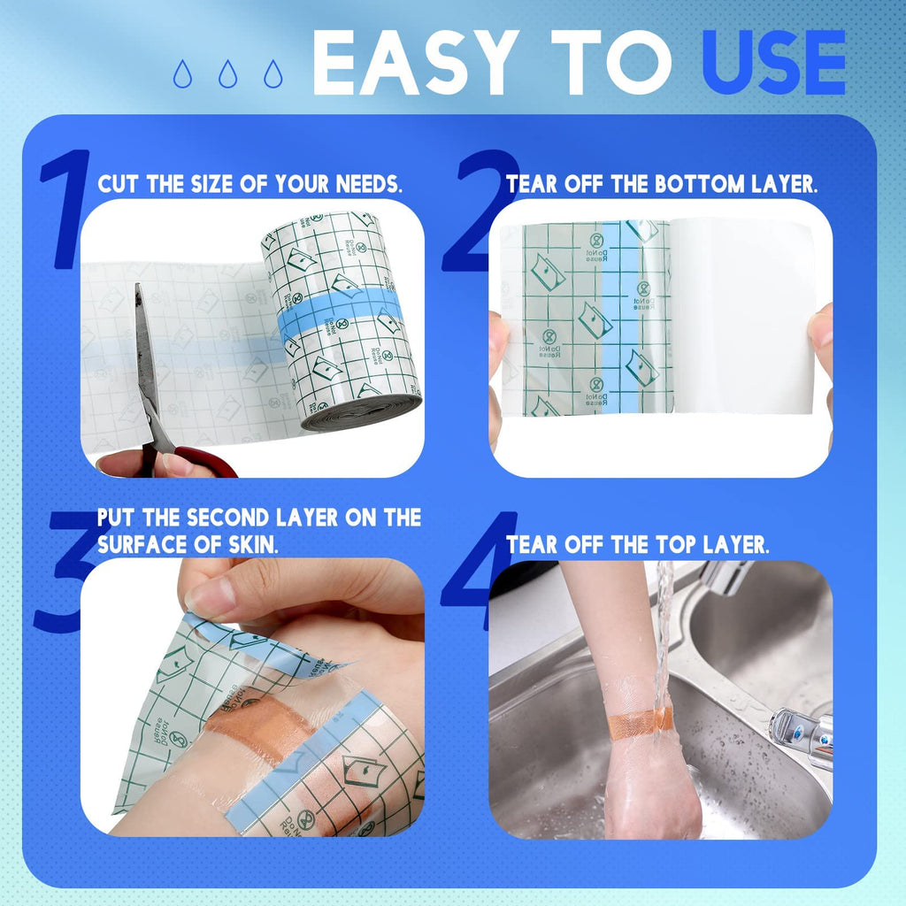 Transparent Dressing Adhesive Bandage Waterproof Bandage Clear Adhesive Bandages Stretch Tape for Tattoos Swimming (3.94 Inch x