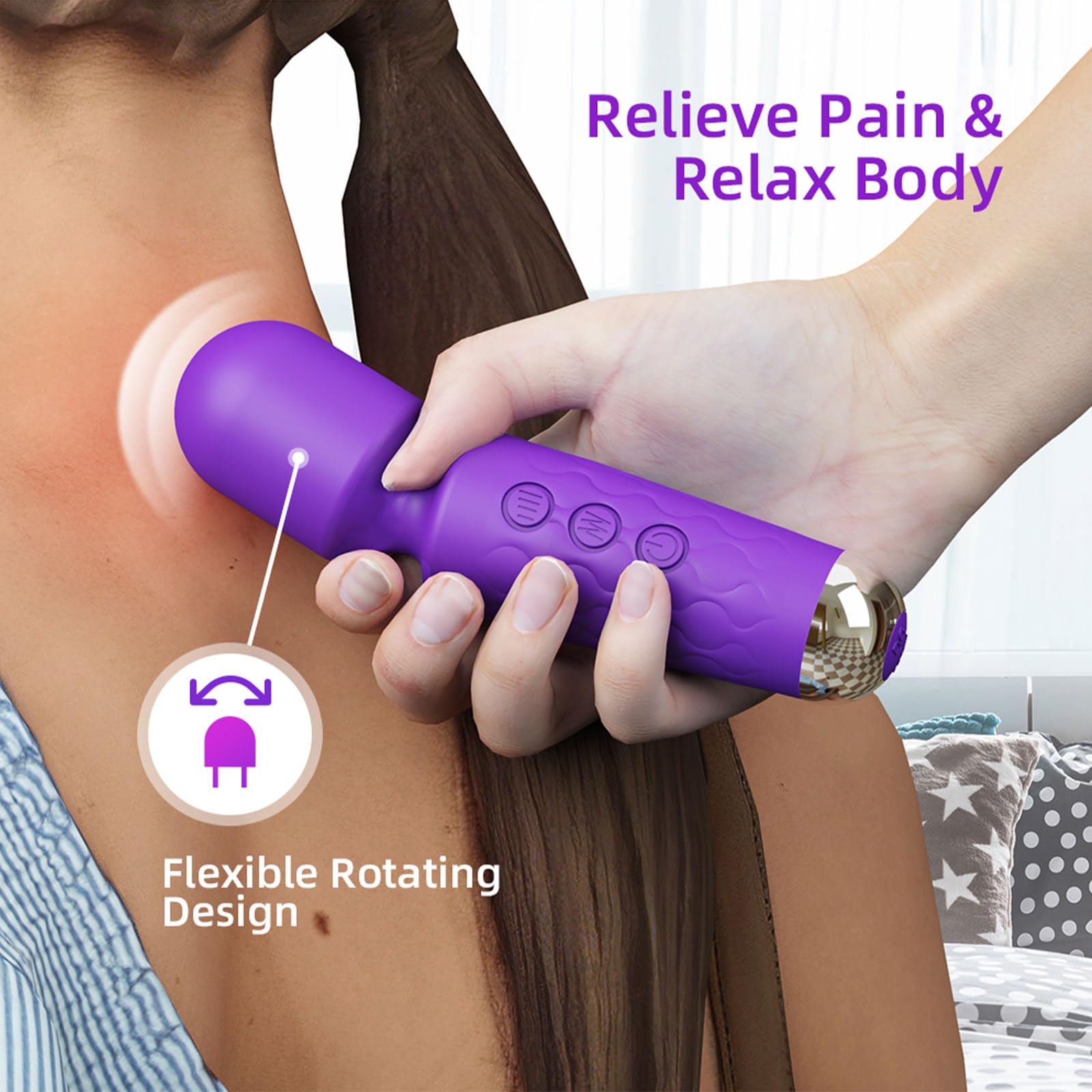 Apowand Mini Personal Massage Small Cordless Handheld Bullet Massager - Powerful - Quiet - Back Legs Hand Pains and Sports Recov