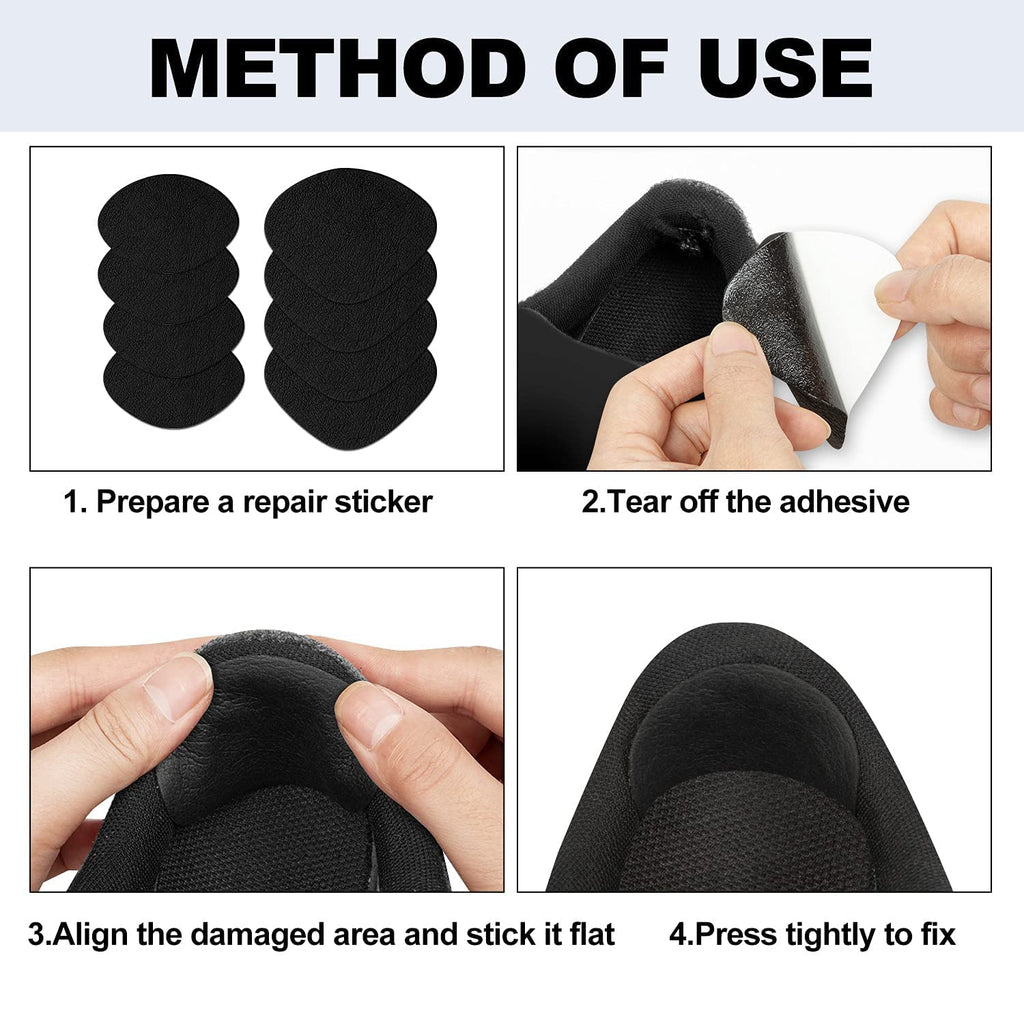 Shoe Heel Repair, 4 Pairs Self-Adhesive Inside Shoe Patches for Holes, Shoe Hole Repair Patch Kit for Sneaker, Leather Shoes, Hi