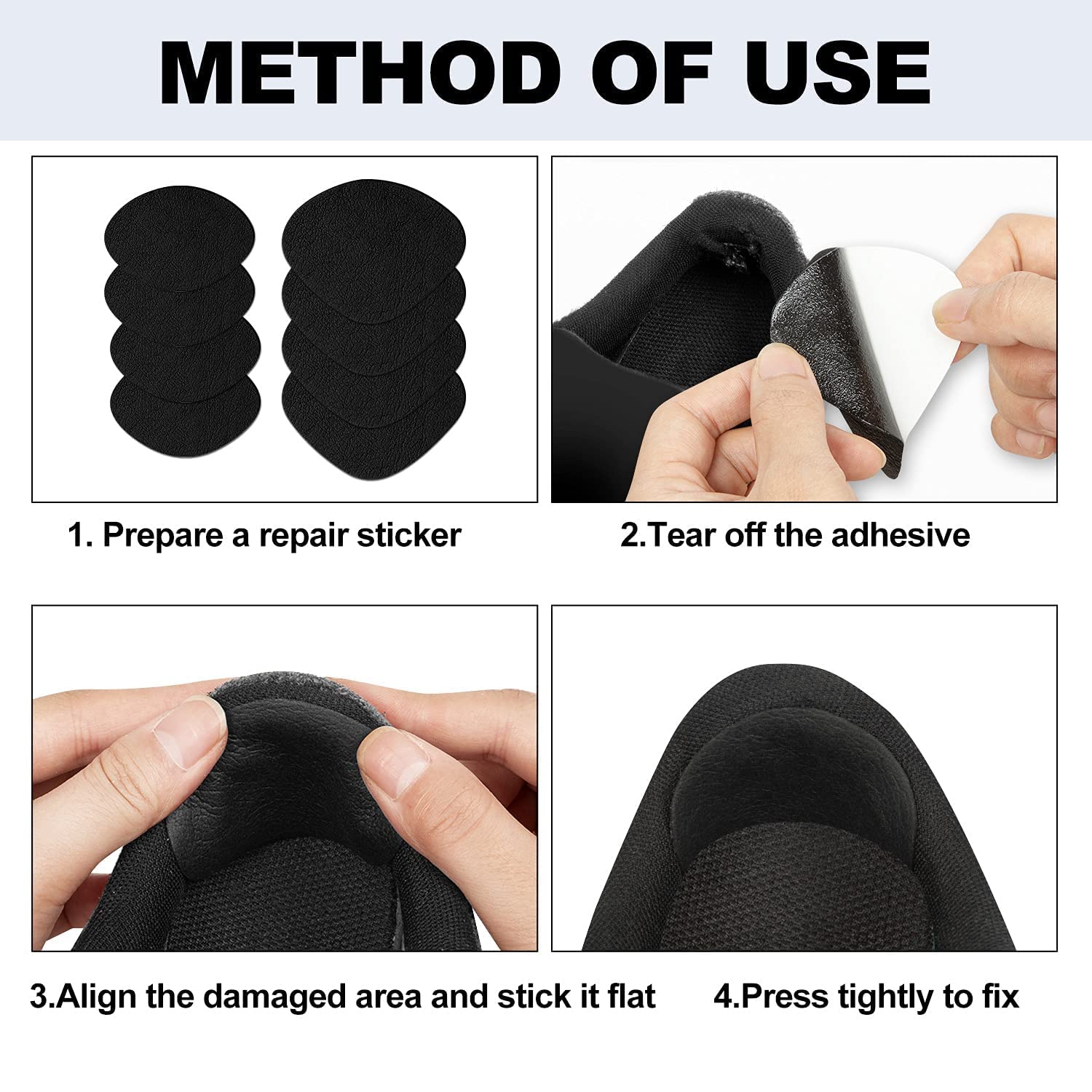 Shoe Heel Repair, 4 Pairs Self-Adhesive Inside Shoe Patches for Holes, Shoe Hole Repair Patch Kit for Sneaker, Leather Shoes, Hi