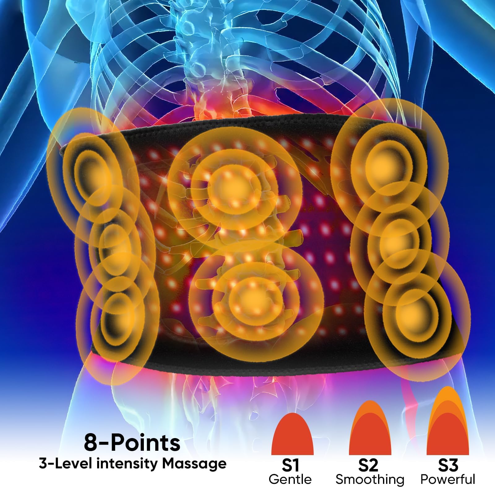 Red Light Therapy for Body: Infrared Light Therapy Belt Heating Massage Pad with Vibration for Back, Waist, Shoulder, and Belly