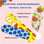Dodanros 100 Count Cartoon Fruit Fragrance Fun Bandages, Includes Apple,Strawberry,and Blueberry Fruit Fragrance,Assorted Sizes