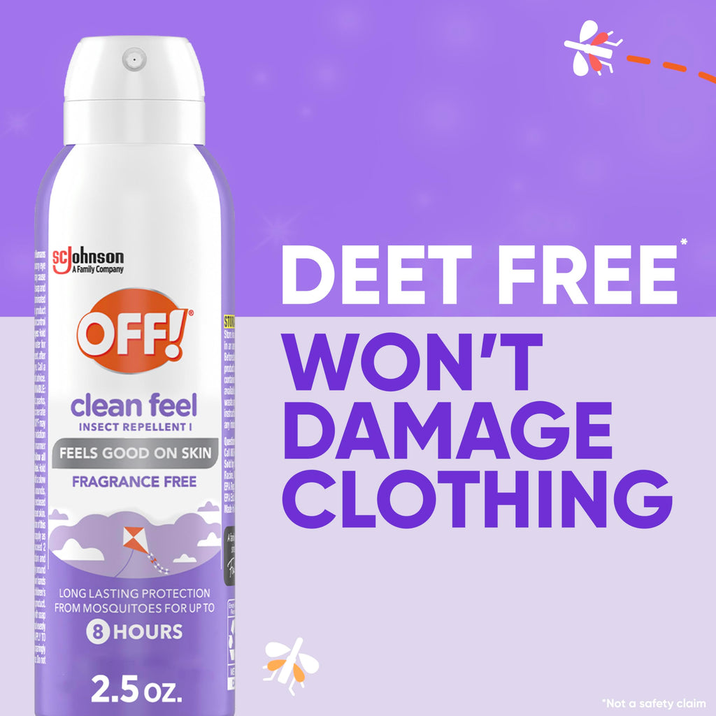 OFF! Clean Feel Travel Size Insect Repellent Aerosol, Fragrance-Free Bug Spray for Lasting Protection from Mosquitoes, 2.5 oz