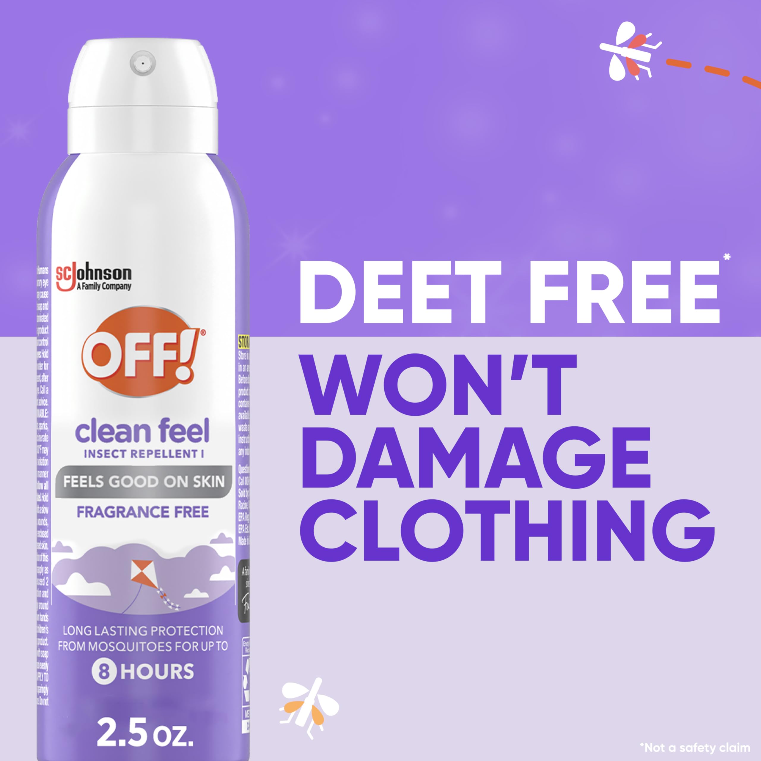 OFF! Clean Feel Travel Size Insect Repellent Aerosol, Fragrance-Free Bug Spray for Lasting Protection from Mosquitoes, 2.5 oz