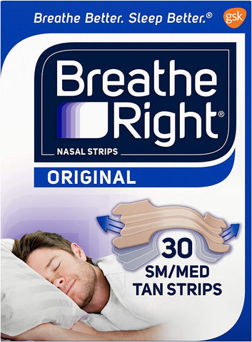 Breathe Right Nasal Strips Original Tan Small/Medium 30 ea (Pack of 5)