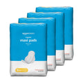 Amazon Basics Thick Maxi Pads with Flexi-Wings for Periods, Regular Absorbency, Unscented, Size 1, 144 Count, 4 Packs of 36 (Pre