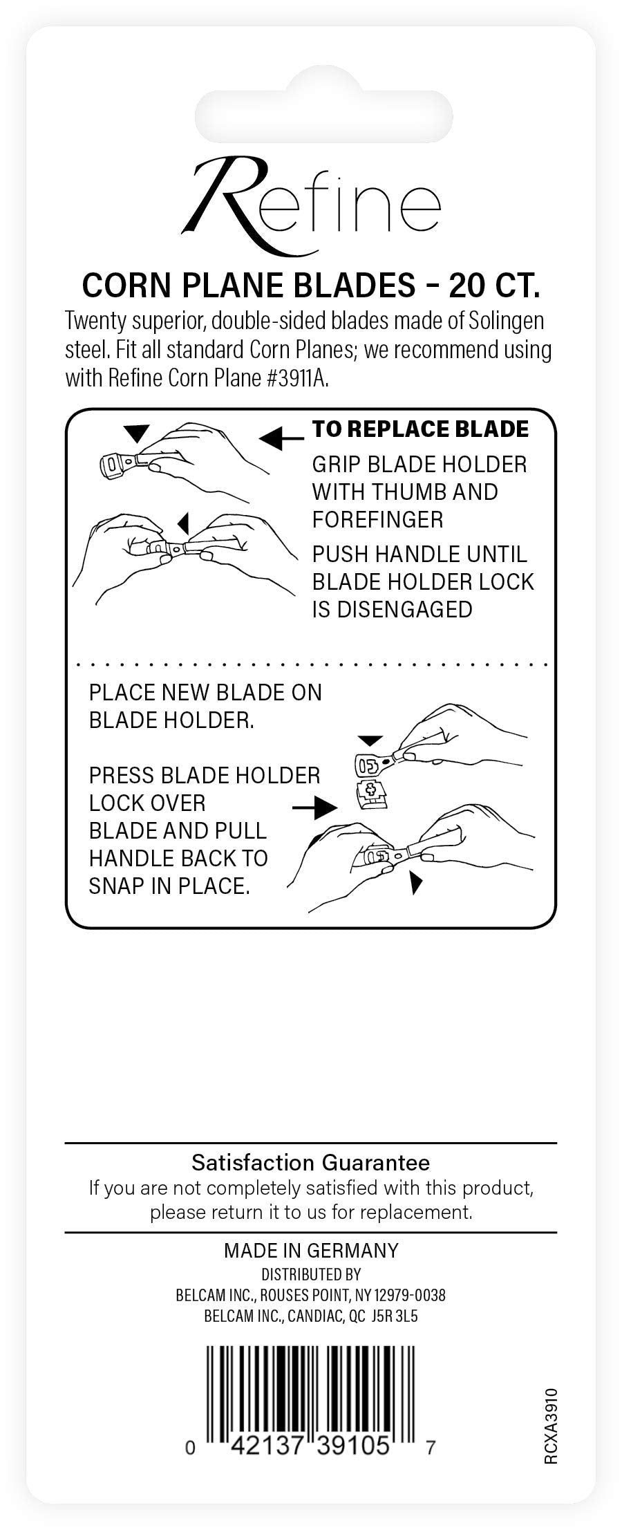 REFINE - Germany - Corn Plane Blades, Double-Edge Razor Blades, Replacement for Pedicure Corn Planes and Callus Shavers, Stainle