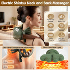 Siasoo Heated Neck Massager-Wireless Portable Shiatsu Neck and Shoulder Deep Tissue 4D Kneading Massage Pillow, Simulated Human