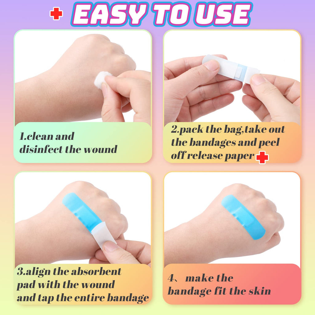 Yinder 120 Pcs Kids Bandages Bulk Colorful Flexible Bandages Neon Waterproof Breathable Strip Protect Cuts and Scrapes for Child