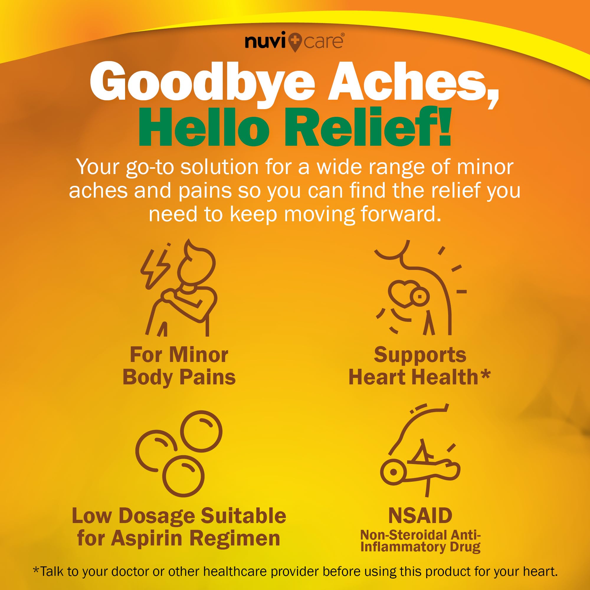 NUVICARE Low Dose Aspirin 81mg for Adults Coated Caplets - Compare to Active Ingredient in Low Dose Bayer Aspirin 81mg for Adult