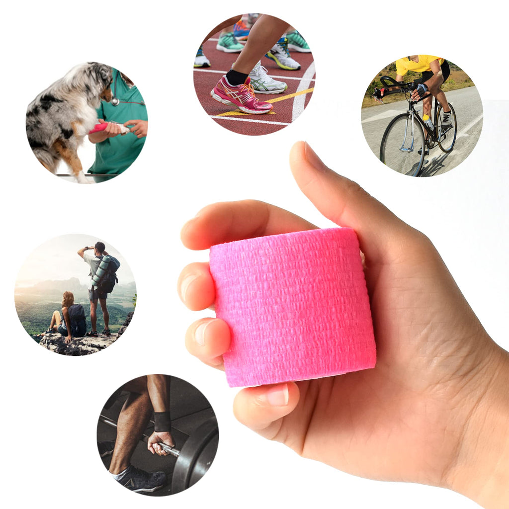 Gondiane 9 Pack 2 x 5 Yards Self Adhesive Bandage Wrap Self Stick Wrap for Ankle, Wrist, Finger, Sports, Breathable Cohesive Vet