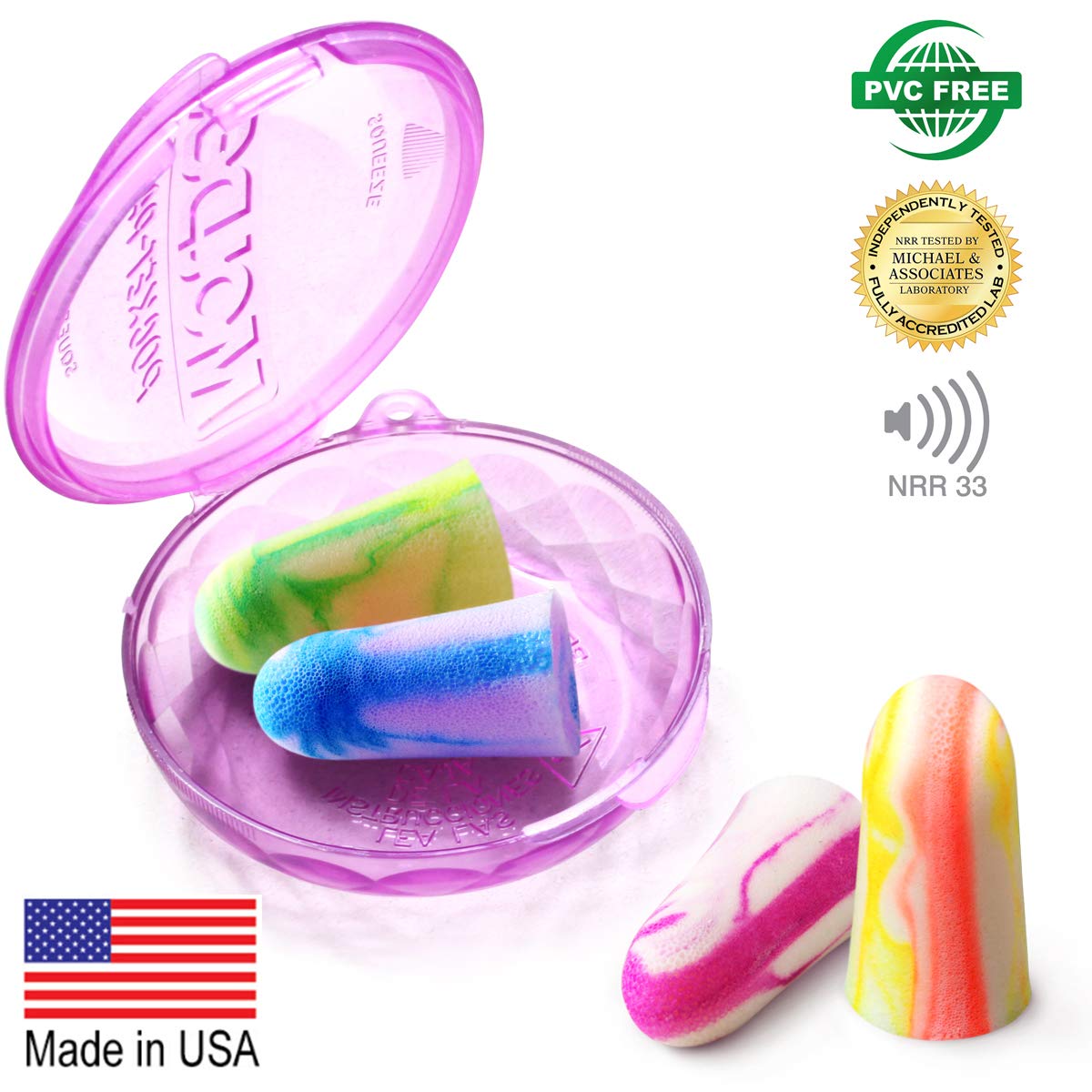 MOLDEX Soft Foam Ear Plugs - 33dB Highest NRR Made in USA (Multicolor, 60 Pair)
