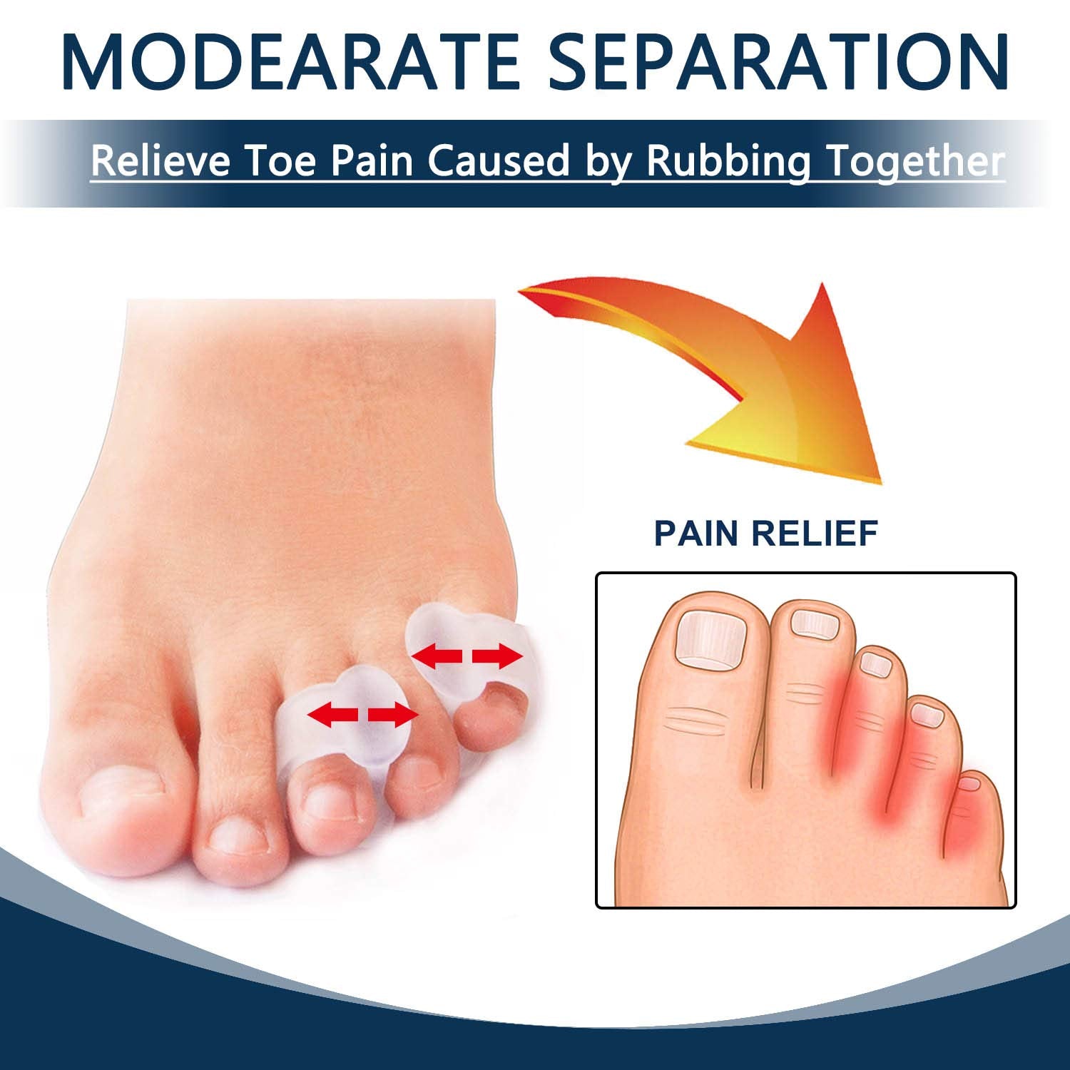 JKcare Pinky Toe Separators (Single Loop), Little Toe Spacers & Protectors for Overlapping Toe, Bunionette, Corn and Blister -10