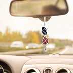 BOHO GARDEN Hanging Car Charm - Black Tourmaline & Carnelian - Dangling Moon, Healing Crystal Accessories, Rearview Mirror Decor