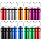 Hotop 14 Pieces Pill Holder Keychain Portable Pill Case Waterproof Aluminum Keychain Tablet Container Mini Metal Tablet Boxes St