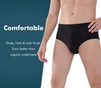 AIRCUTE Men Urinary Incontinence Underwear Washable Super Absorbency Briefs for Bladder Leak 160 ML 3 Pack (Black-Black-White, L
