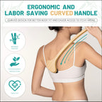 NURENDER Bamboo Back Scratcher, Oversized Body Scratcher with 22    Curved Long Handle and 2 in 1 Wide Scratching/Massaging Head