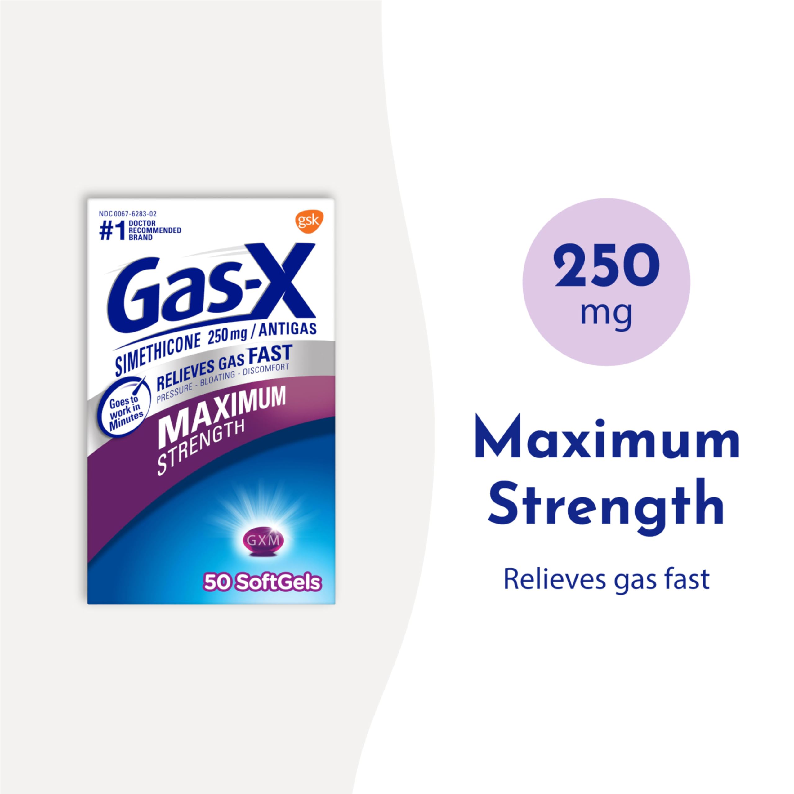 Gas-X Maximum Strength Gas Relief Softgels with Simethicone 250 mg - 30 Count