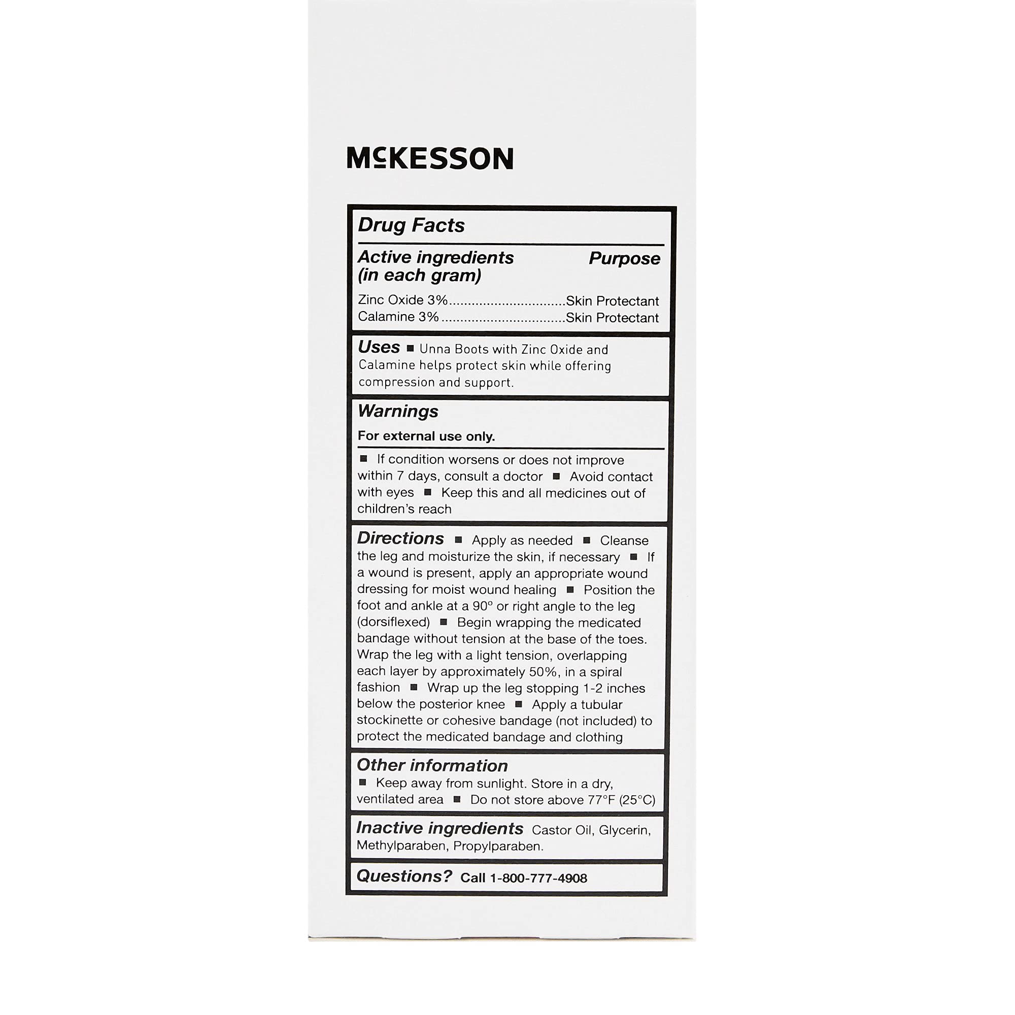 McKesson Unna Boot with Zinc Oxide and Calamine, Non-Sterile, 4 in x 10 yd, 1 Roll, 12 Packs, 12 Total