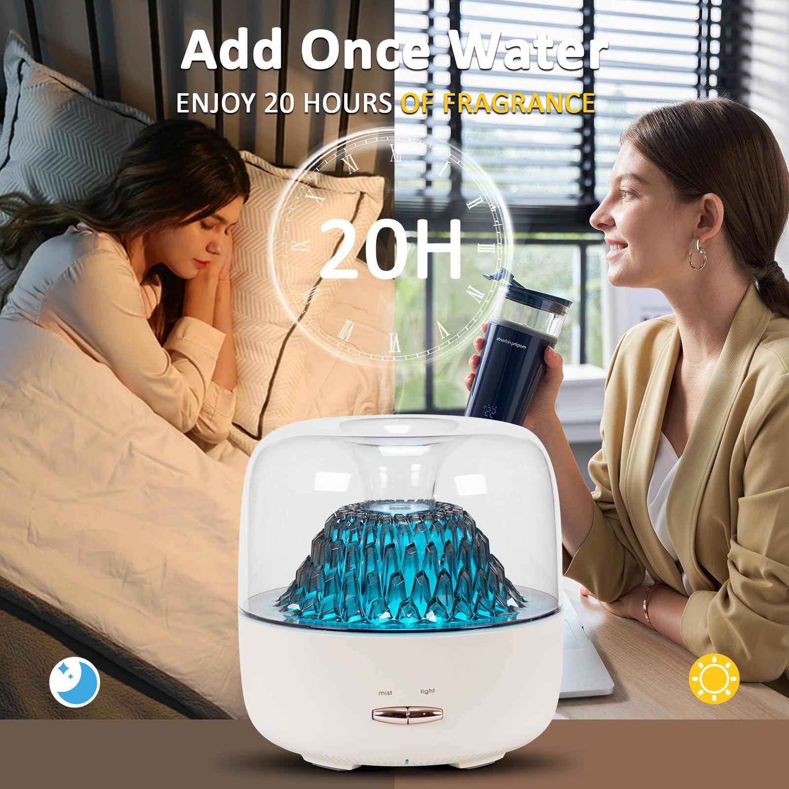 Essential Oil Diffuser with Remote Control, 200ml Ultrasonic Cool Mist Aromatherapy Oil Diffuser with USB Cord, Diffusers with 7