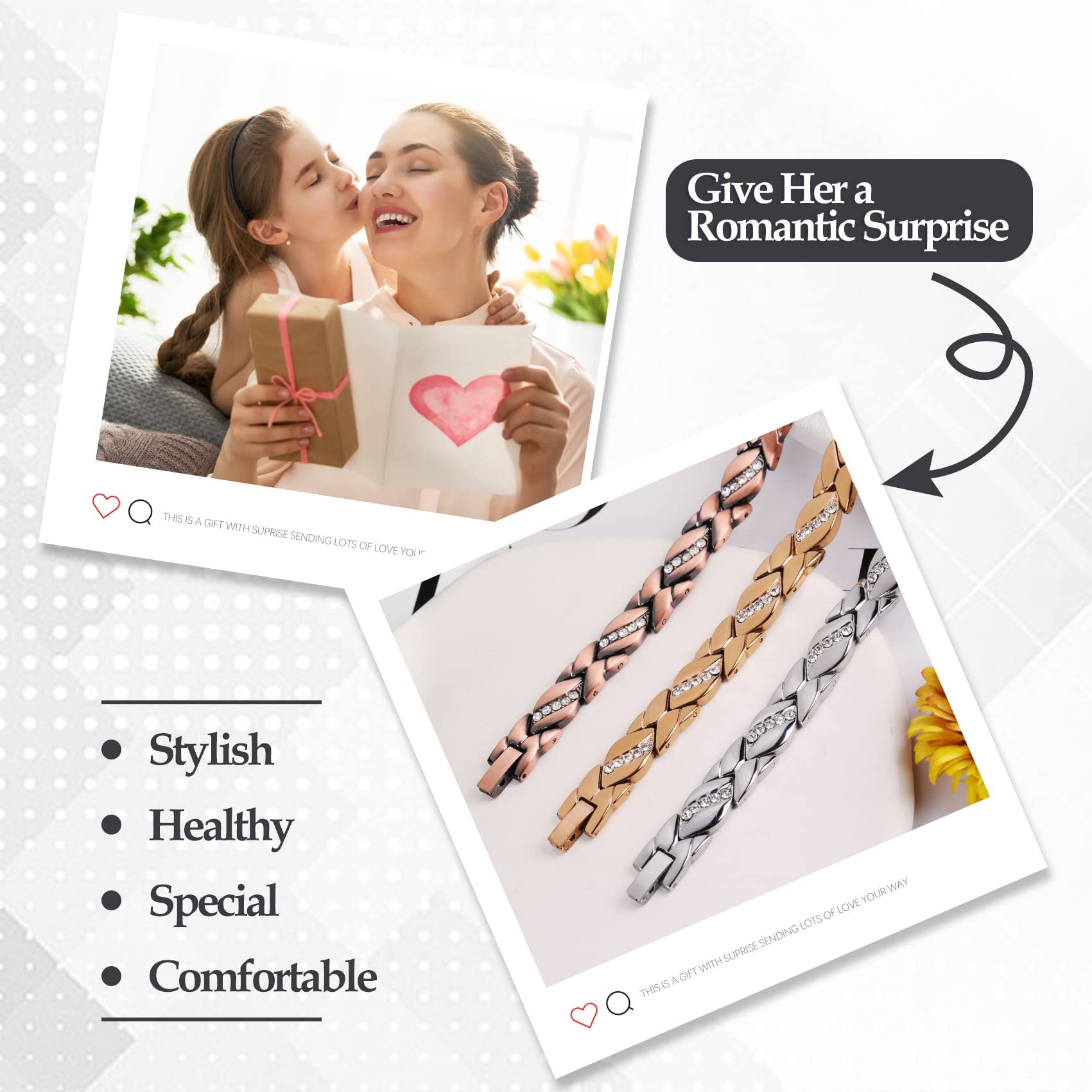 Jecanori Pure Copper Bracelets for Women,Ultra Magnetic Bracelets for Women with 3500 Gauss Magnets,Crystal Valentine's Day Jewe