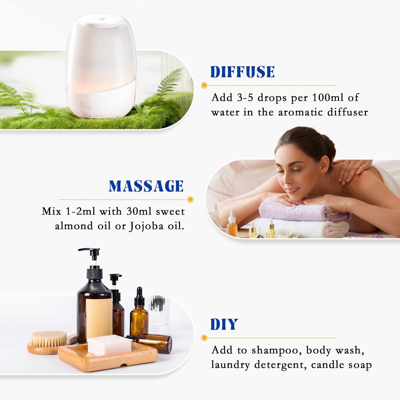 HIQILI 100ML Peppermint Oil, for Homemade Spray, Diffuser, 100% Pure Natural 3.38 Fl Oz