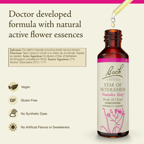 Bach Original Flower Remedies, Star of Bethlehem - Neutralize Grief - Natural Homeopathic Flower Essence for Emotional Balance -