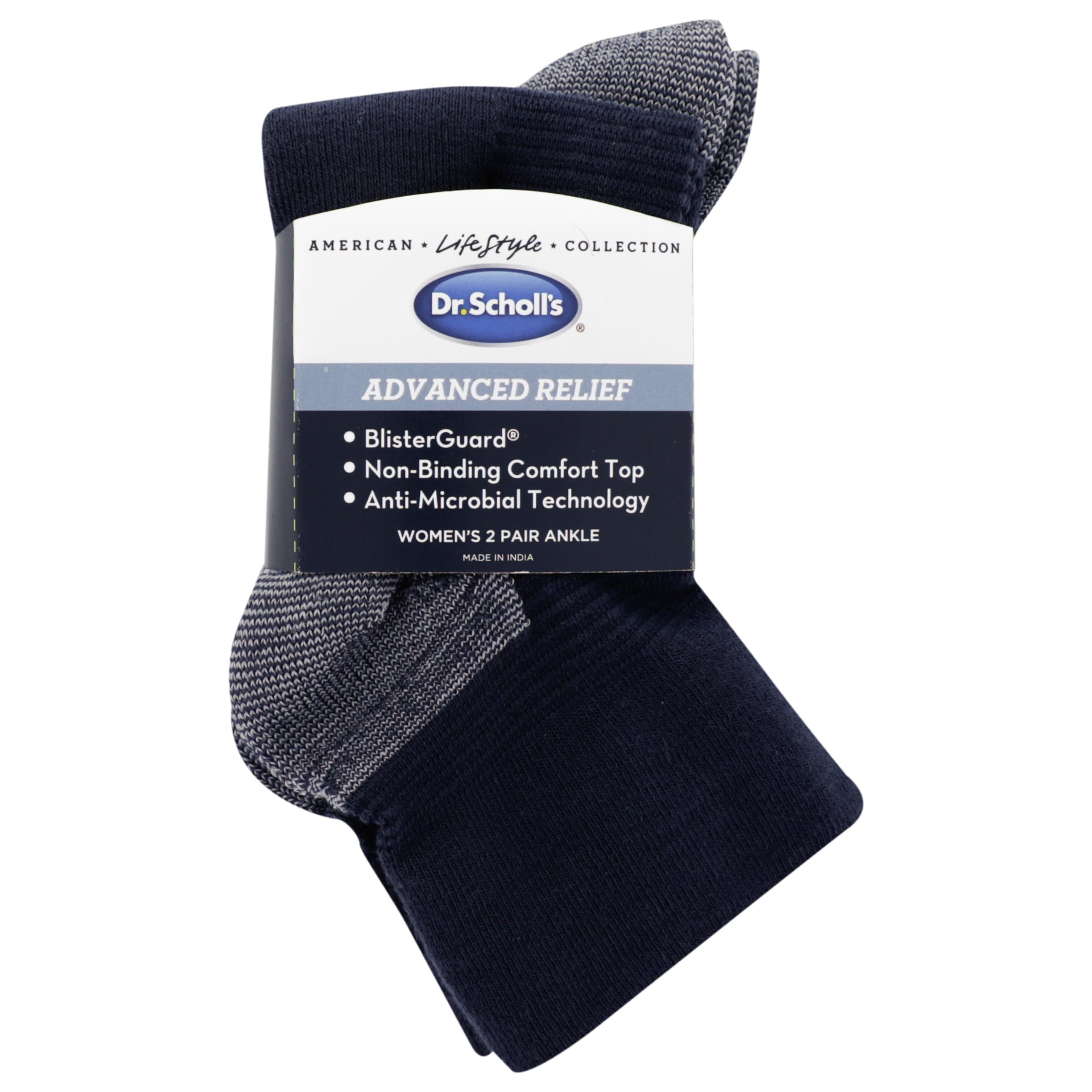 Dr. Scholl's Womens Advanced Relief Blisterguard - 2 & 3 Pair Packs Non-binding Cushioned Comfort And Moisture Management Sock,