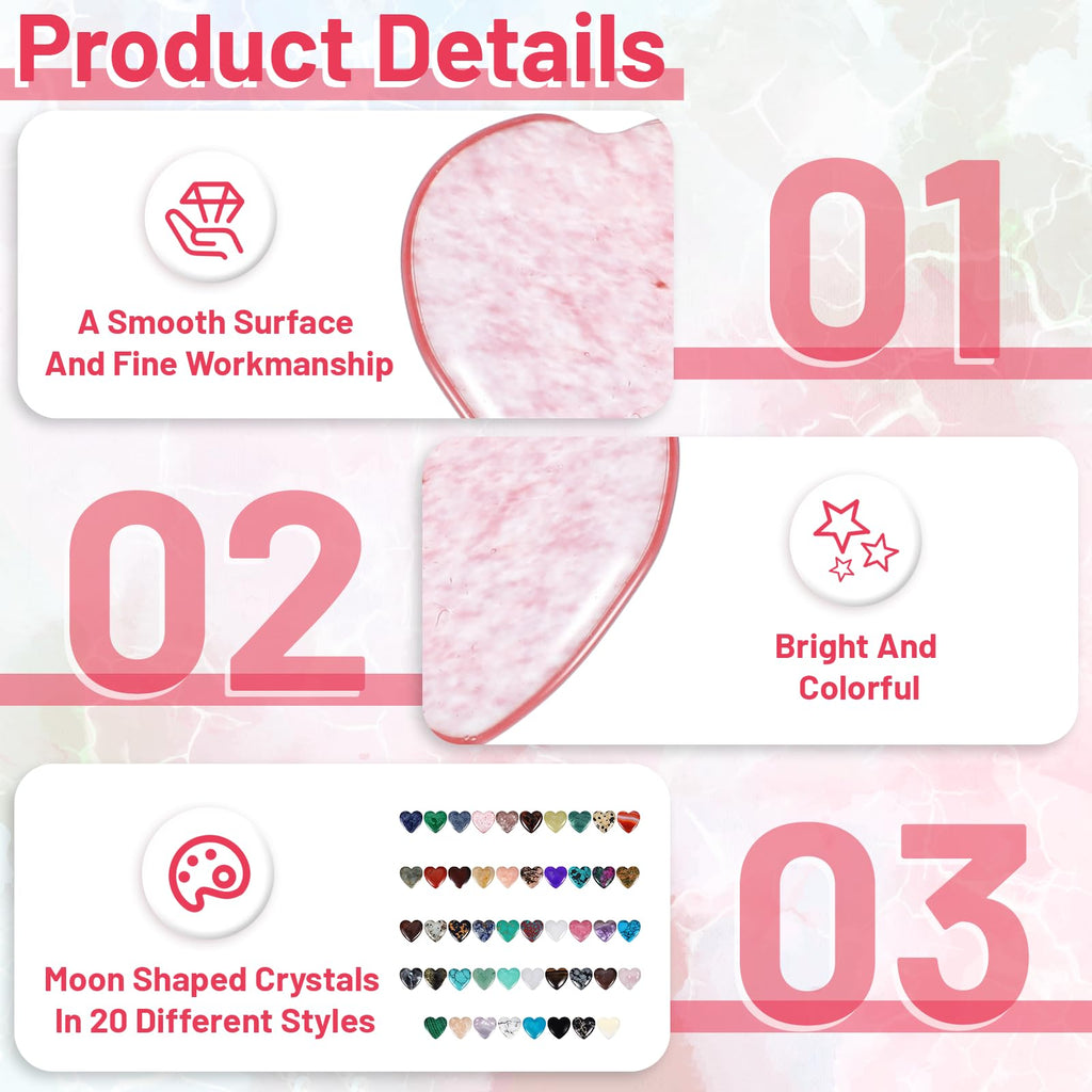 96Pcs Heart Shaped Crystals Stones, 0.8in Worry Stones Bulk Crystals and Healing Stone, Natural Crystal Gemstones Mix-Color Set