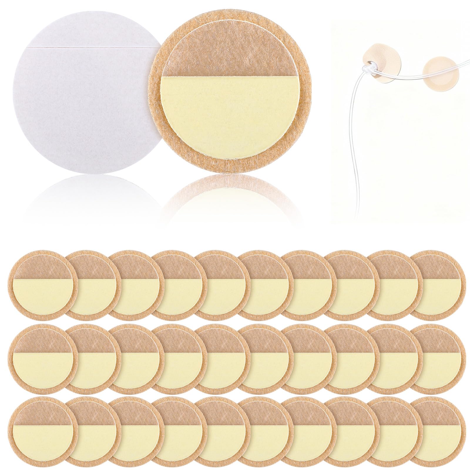 Nuanchu 30 Pair Gentle Adhesive Grip Tubing Skin Fixation Gentle Adhesive Grip Nasal Cannula System Beige Adhesives Pads for Sec