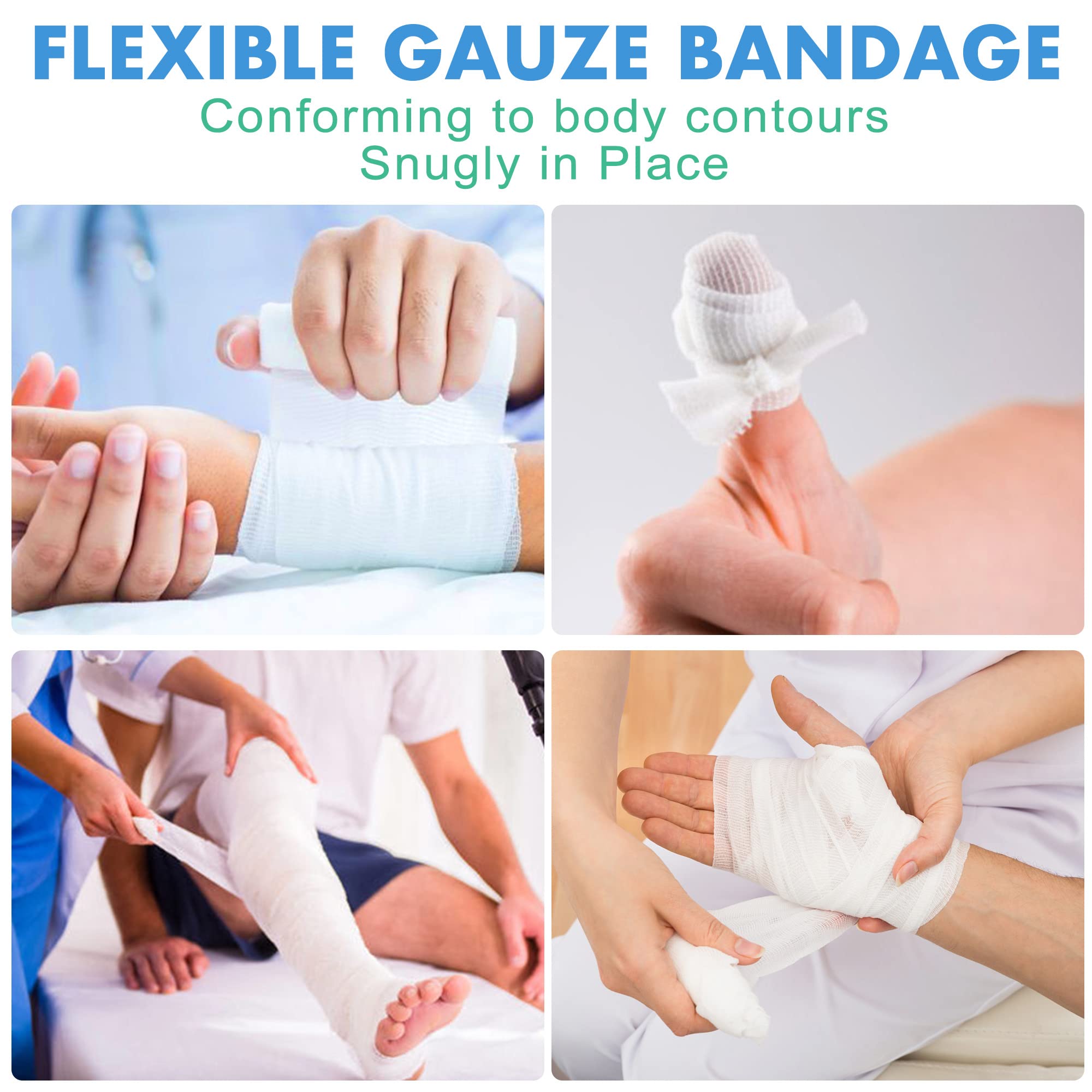 LotFancy Gauze Rolls, 24 Count, 4 Inch x 4.1 Yards, Rolled Gauze Wrap for Wounds, Conforming Stretch Bandage, Medical Supplies f