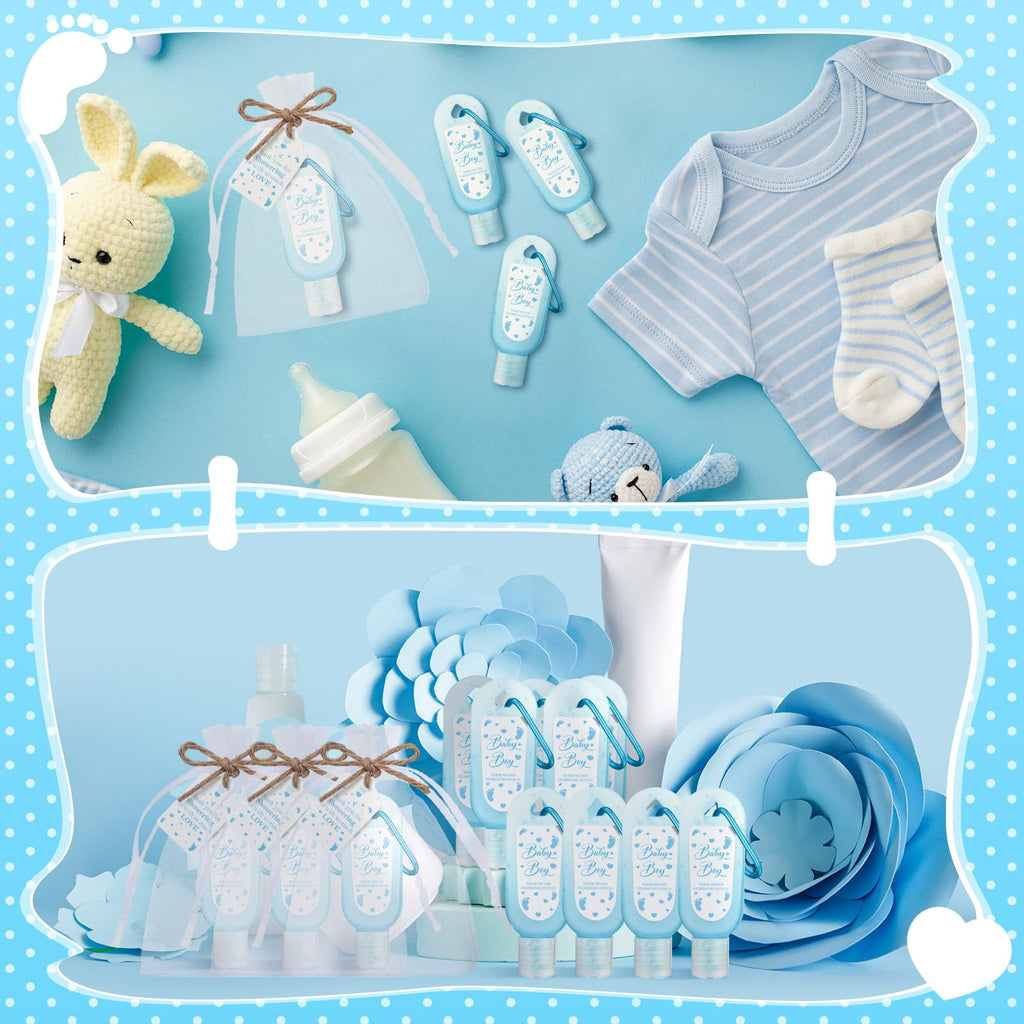 Gejoy 48 Sets Baby Shower Hand Sanitizer Bulk Baby Shower Party Favors for Guests Travel Size Hand Sanitizer Keychains Thank You