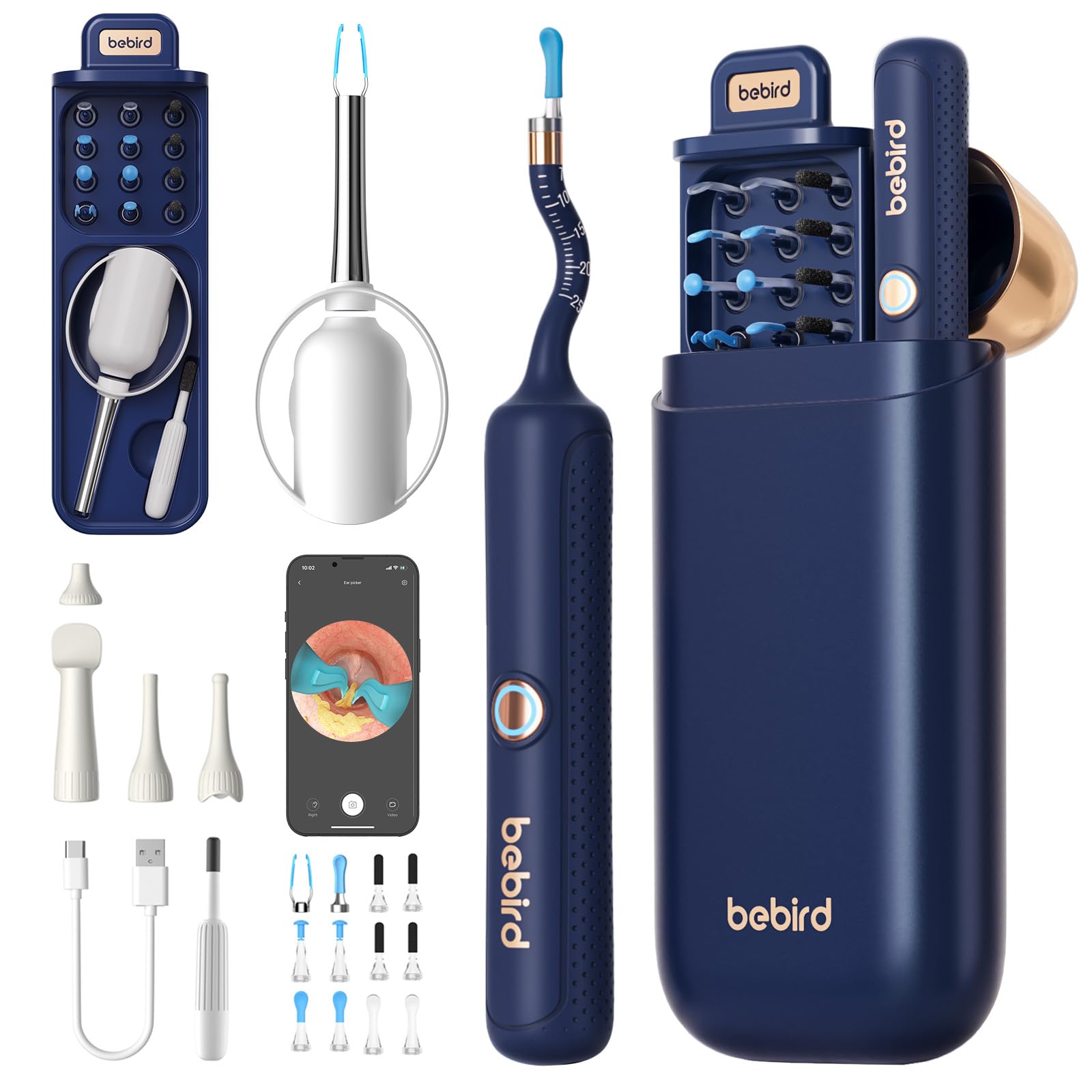 Bebird Earsight Plus Ear Cleaning Camera Wax Removal Tool kit, Flexible Ear Scope Otoscope Camera Light, Visual Ear Picker Wirel