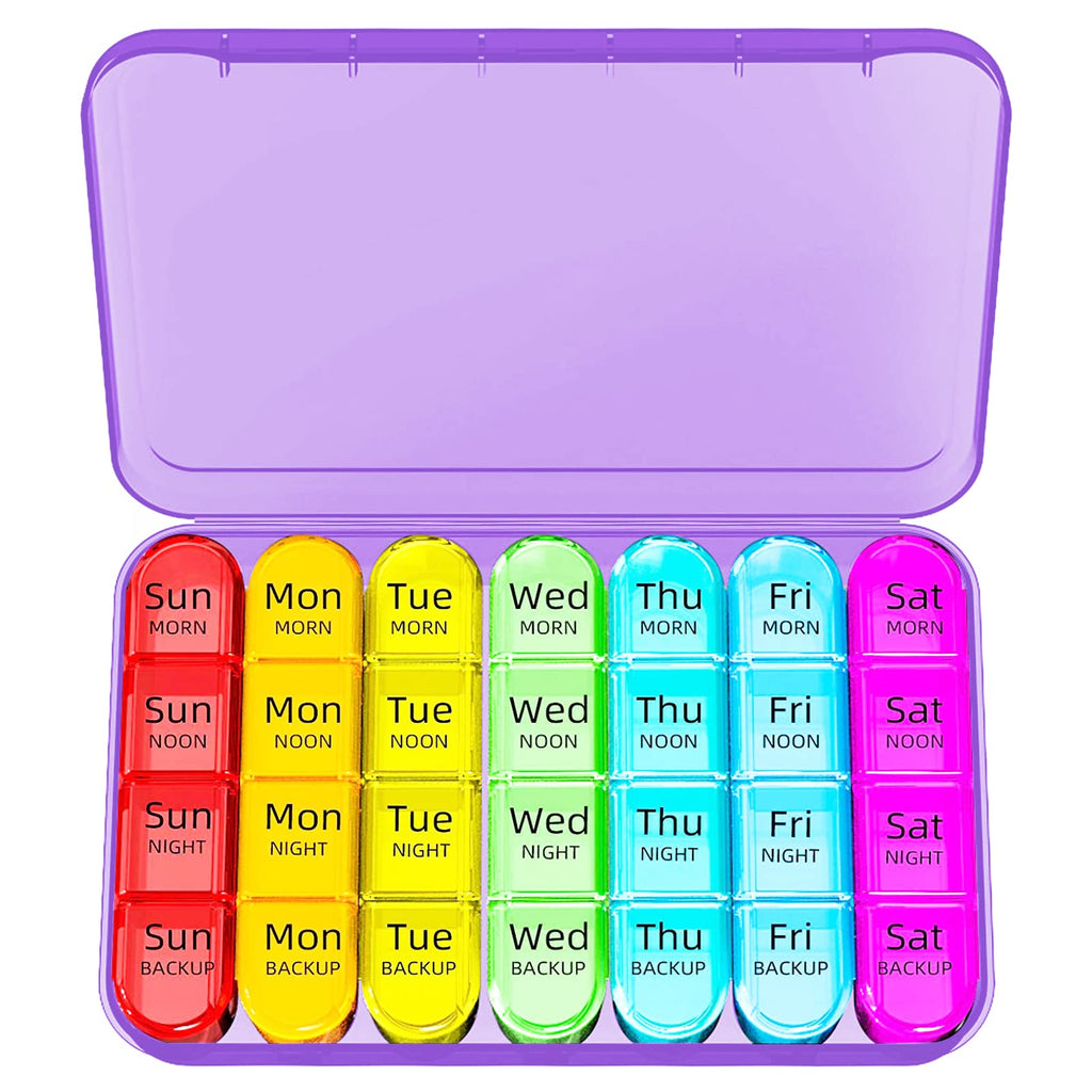 Odaro Weekly Pill Organizer 4 Times a Day, Daily Pill Box 7 Day, Large ...