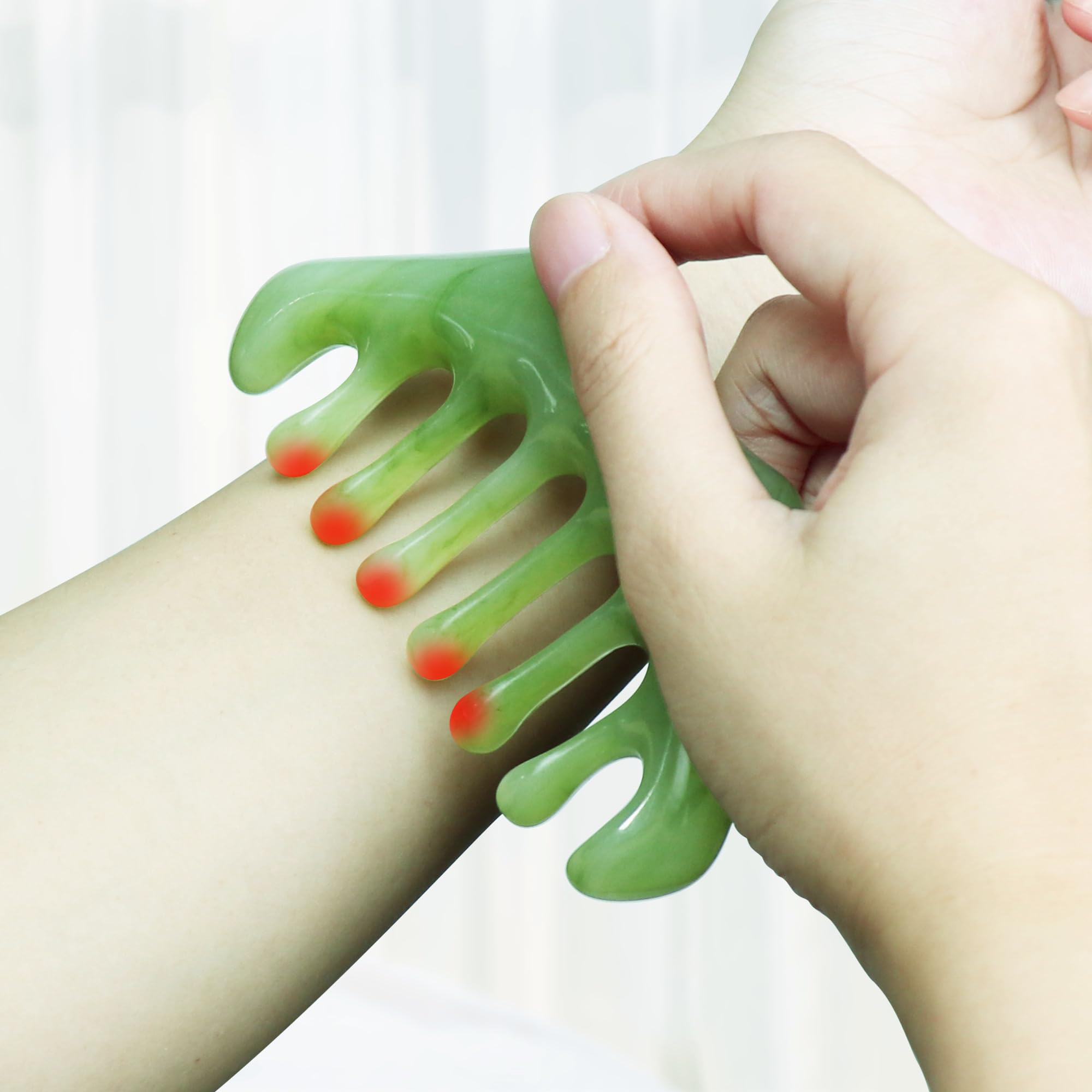HAZUU Handheld Massage Comb for Scalp and Meridian Therapy - Natural Resin Guasha Scraping and Multi-Functional Head Massager To