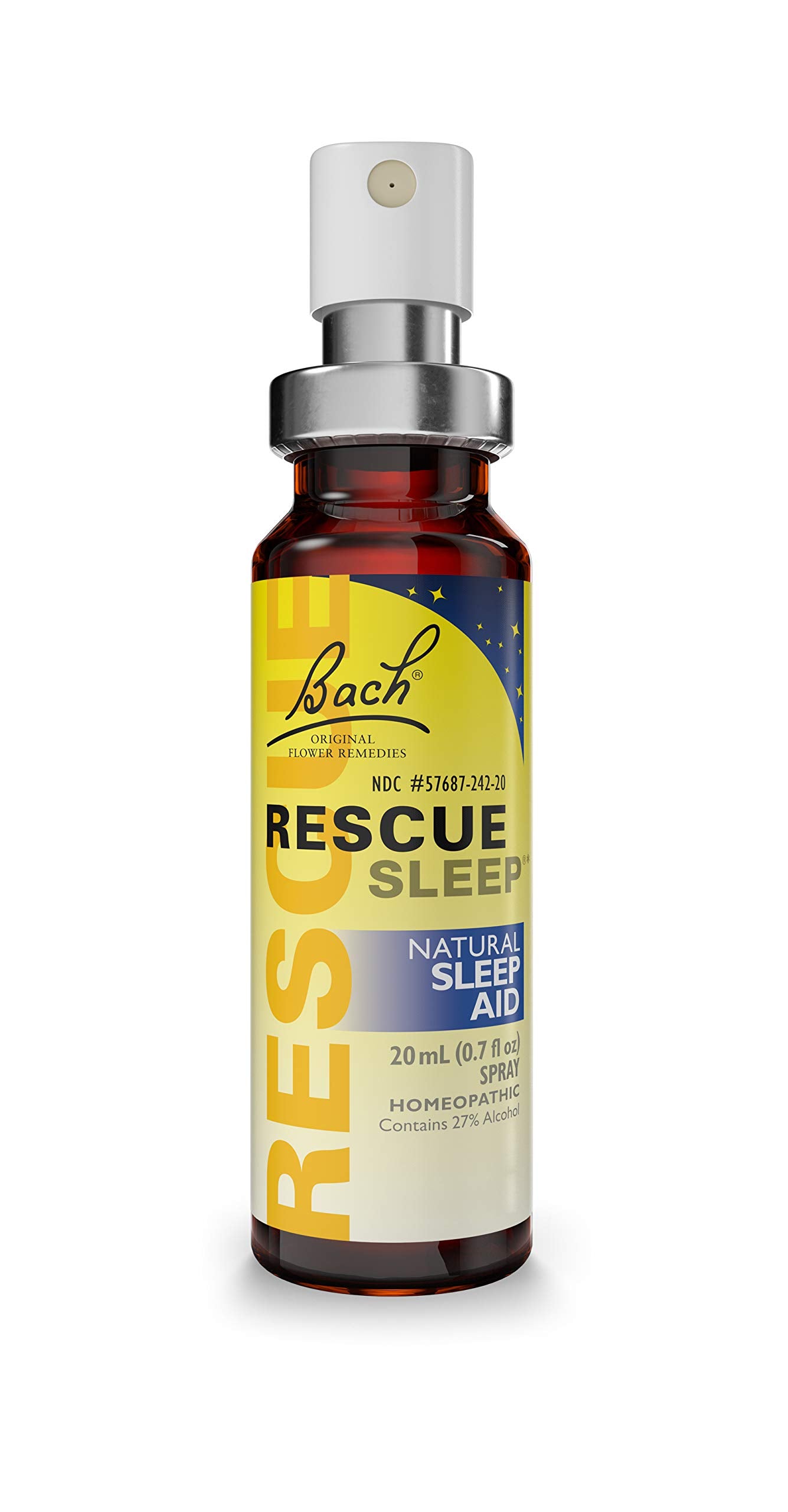 Bach RESCUE SLEEP Spray 20mL, Natural Sleep & Stress Relief Aid, Homeopathic Flower Essence, Vegan, Free of Melatonin, Sugar, an
