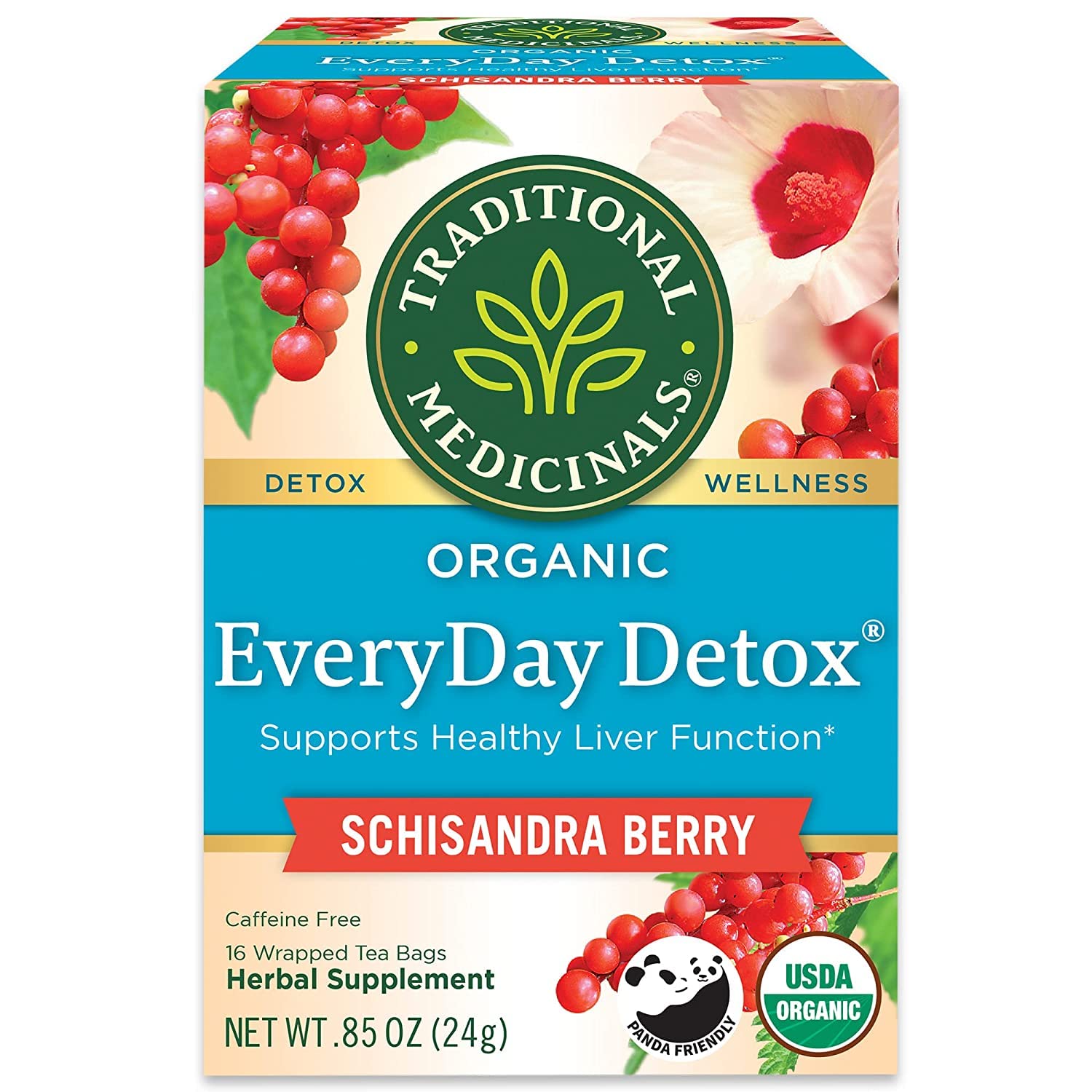 Traditional Medicinals Organic EveryDay Detox Schisandra Berry Herbal Tea, Supports Healthy Liver Function (16 Count (Pack of 2)