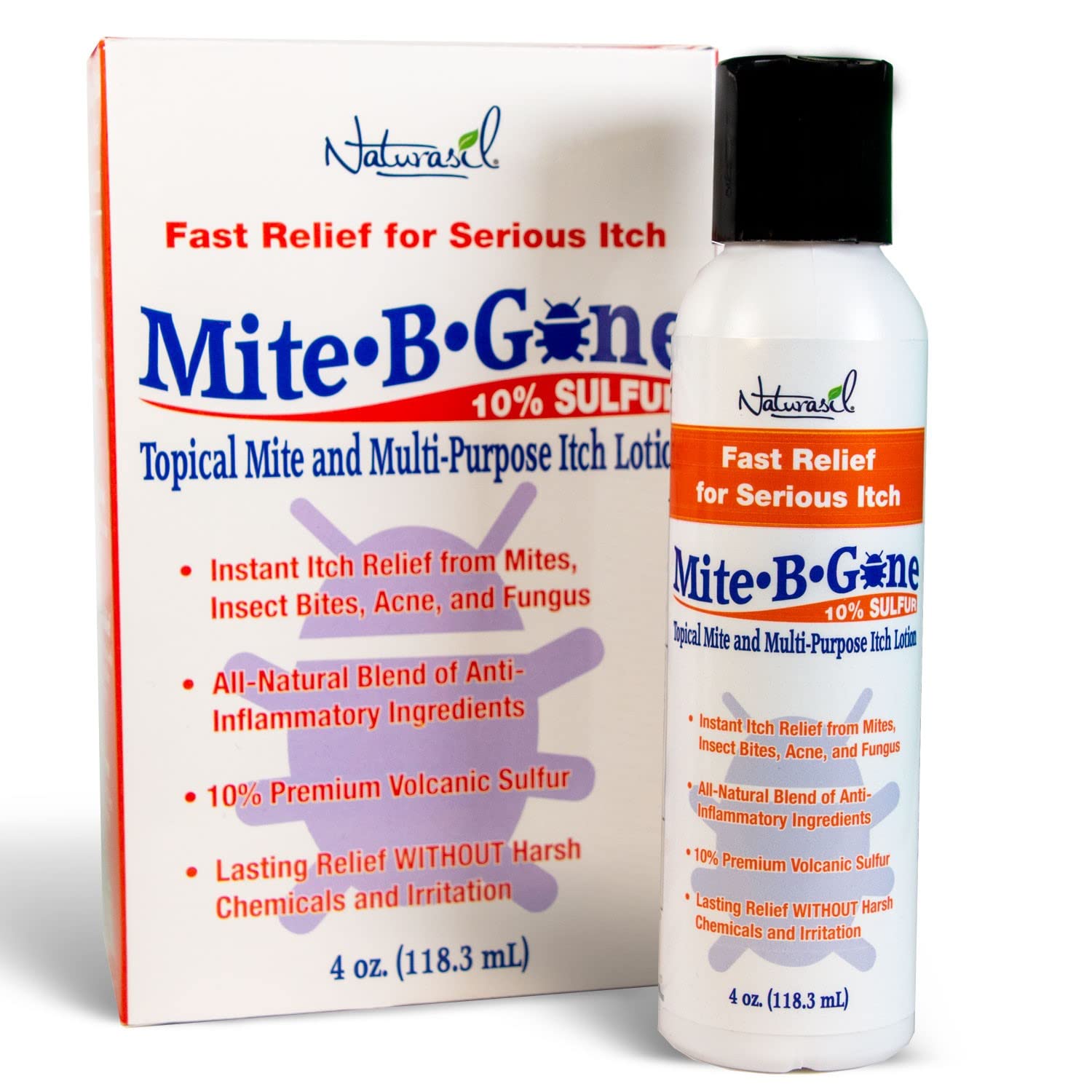 All-Natural Itch Relief by Mite-B-Gone - Sulfur Lotion Treatment for Acne, Bug Bites, Skin Redness & Itching, Discomfort & Rosac