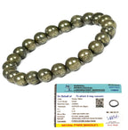 RULOKSHA Certified Natural Bracelet, 8mm Bracelet Original, Money Magnet Bracelet Pyrite Healing and Positive Energy, Courage, P