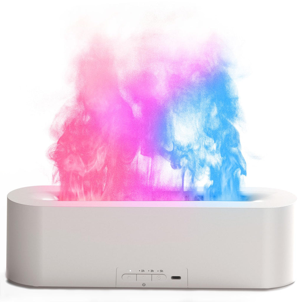 Flame Air Diffuser, Humidifier, Essential Oil Diffuser - 7 Colors, 180mL Capacity (8 Hours), Noiseless Operation, Auto-Off Prote