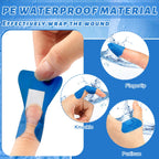 Geiserailie 120 Pcs Food Service Blue Detectable Bandage Woven Fingertip Waterproof Flexible Bandages Non-Stick Pad Latex Free C